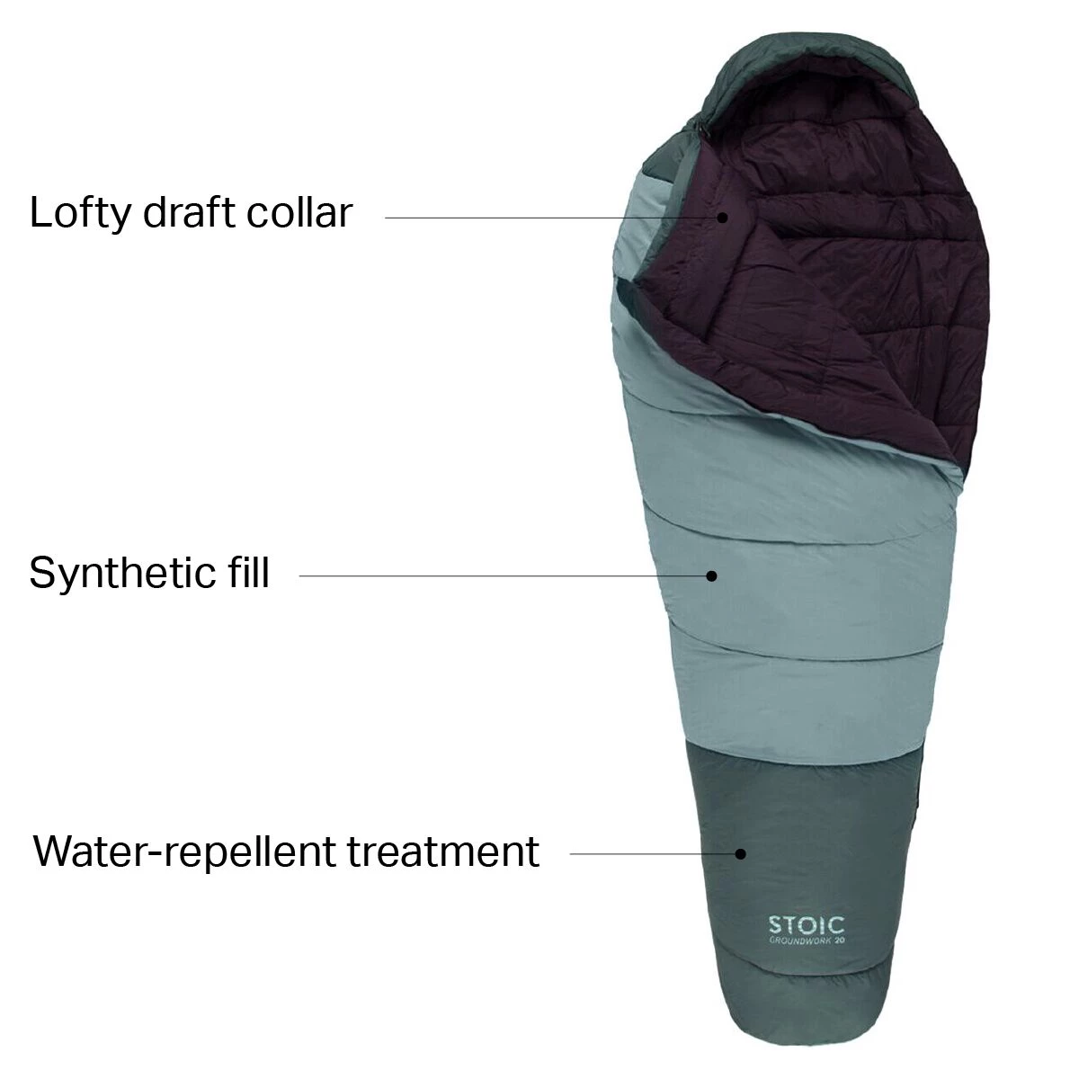 Wholesale 🌟 Stoic Synthetic Sleeping Bags Groundwork Sleeping Bag: 20 Degree Synthetic 👍 4 Wholesale 🌟 Stoic Synthetic Sleeping Bags Groundwork Sleeping Bag: 20 Degree Synthetic 👍 - Image 2