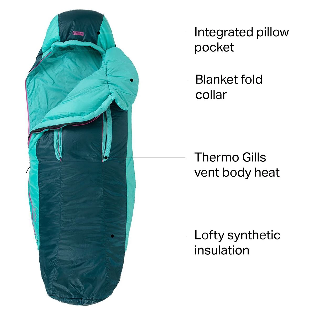 Hot Sale π NEMO Equipment Inc. Synthetic Sleeping Bags Forte 35 Sleeing Bag: 35 Degree Synthetic Women's β¨ 4 Hot Sale π NEMO Equipment Inc. Synthetic Sleeping Bags Forte 35 Sleeing Bag: 35 Degree Synthetic Women's β¨ - Image 2